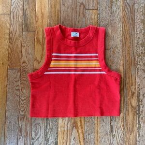 Red orange yellow white high neck Cotton:On Tank top